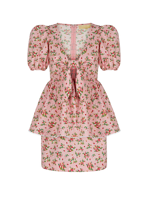 Pink Floral Linen Shirt & Mini Skirt, 1 Pink Floral Linen Shirt & Mini Skirt, 1