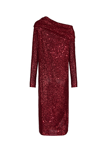 Bordeaux Off The Shoulder Sequined Midi Dress, 2