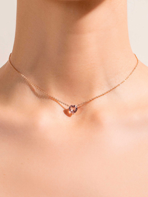 Rose Gold Heart-Shaped Morganite Necklace, 2