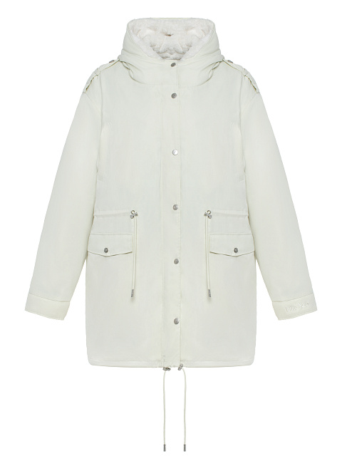 Milk-colored parka made of raincoat fabric with faux fur, 3 Milk-colored parka made of raincoat fabric with faux fur, 3