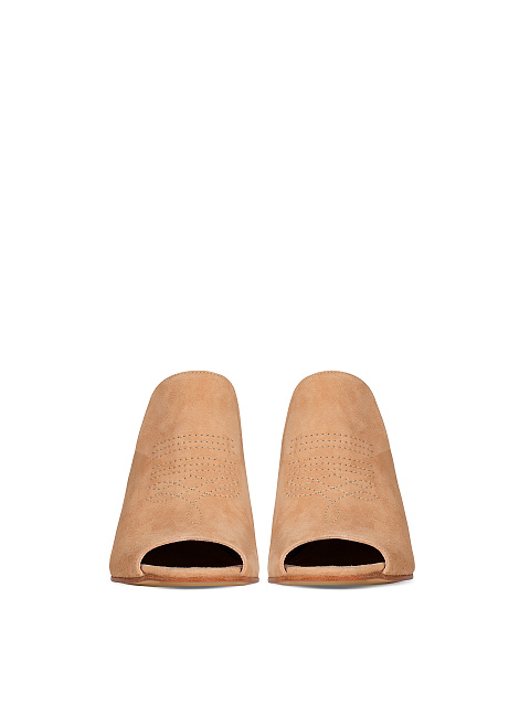 Beige Suede Heeled Mules, 2 Beige Suede Heeled Mules, 2