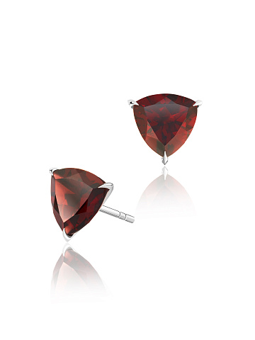 Garnet & White Gold Earrings, 1