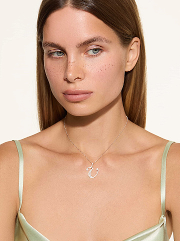 White Gold & Diamonds "V" Necklace, 2