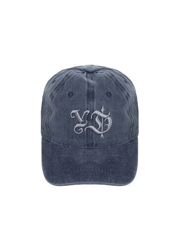 Blue Vintage Denim Cap With Gray-blue Embroidery, 2