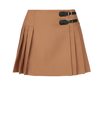 Brown Pleated Mini Skirt, 1