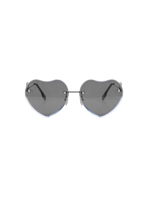 Grey Heart-Shaped Sunglasses in Silver Frame, 2