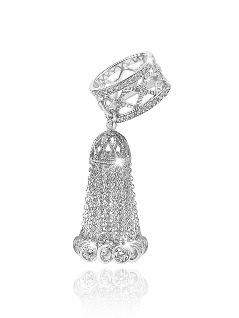Silver & Cubic Zirkonia Tassel Ring, 1 Silver & Cubic Zirkonia Tassel Ring, 1