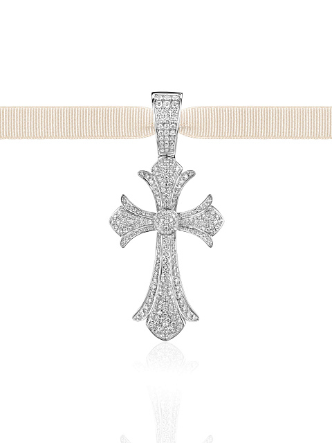 White gold cross-shaped pendant with diamonds, 1