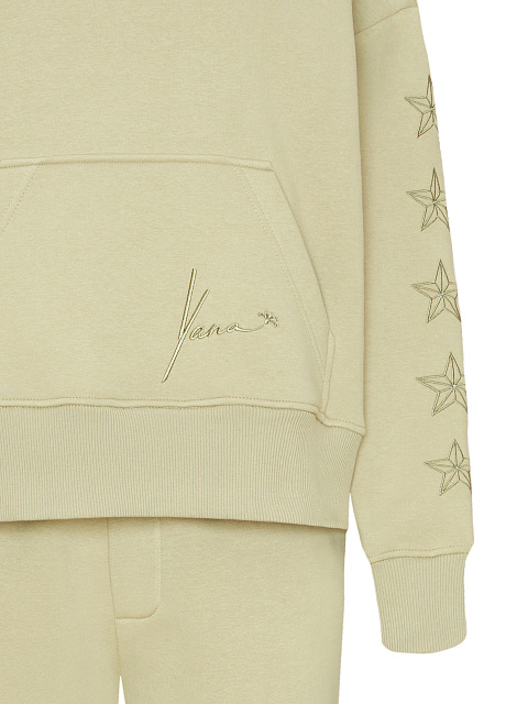 Stars Embroidered Olive Green Jersey Suit, 3