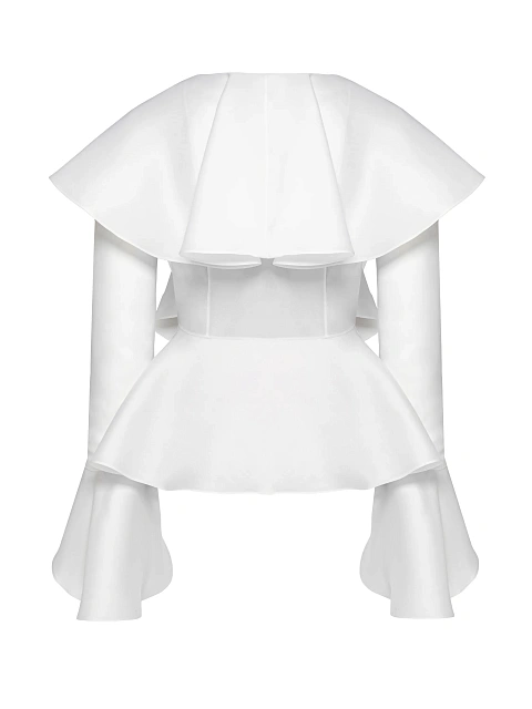 White Organza Top With Ruffles, 3