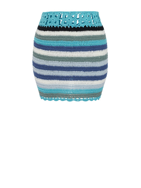 Blue Crochet Knitted Mini Skirt, 1