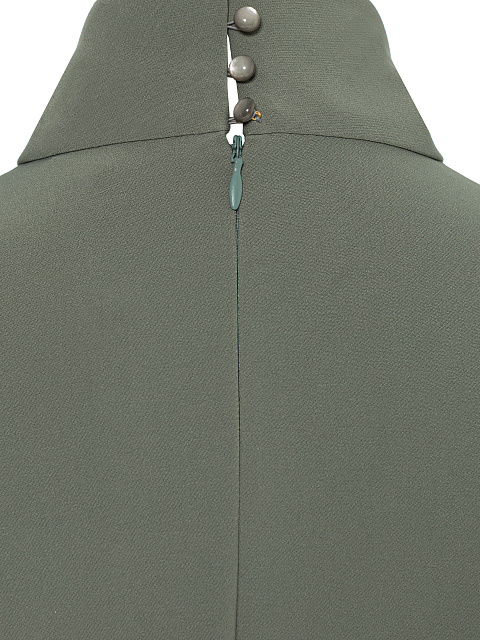 Gray-green Midi Dress With Mink Fur, 5