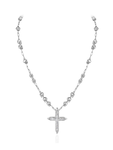 White gold cross pendant necklace with diamonds, 1