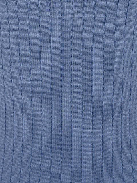 Blue Ribbed Knit Mini Dress, 3