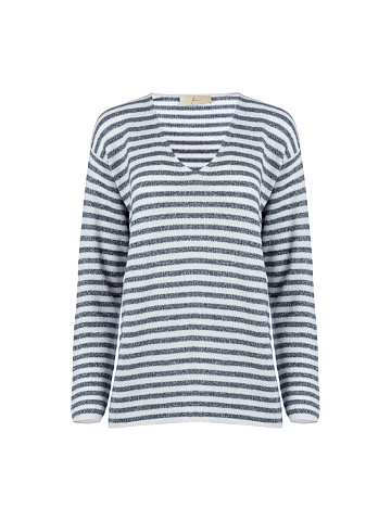 Light striped cashmere pullover with lurex, 1