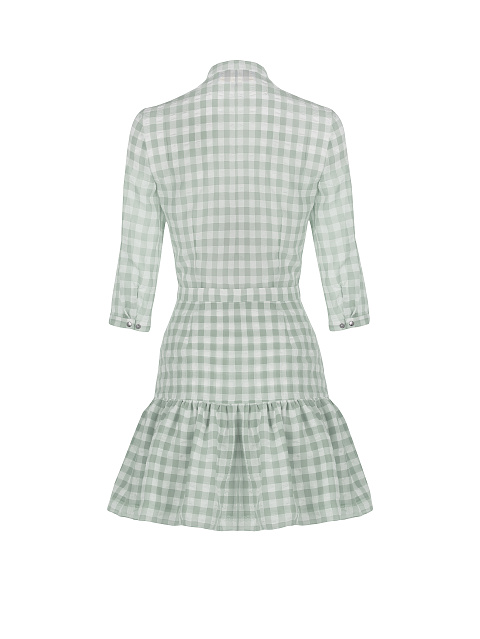 Light Green Checked Mini Dress , 2