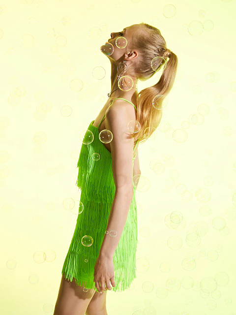 Fringed Neon Green Mini Dress, 5 Fringed Neon Green Mini Dress, 5