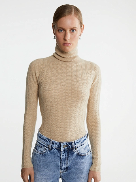 Beige Cashmere Turtleneck, 2 Beige Cashmere Turtleneck, 2