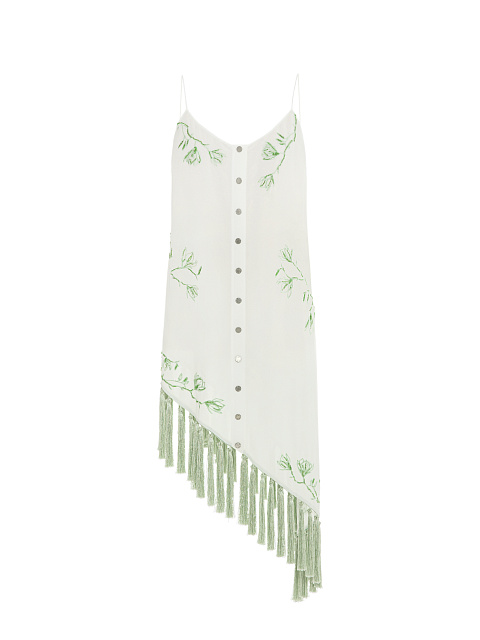 White Embroidered Asymmetrical Mini Dress, 1 White Embroidered Asymmetrical Mini Dress, 1