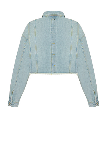 Blue Denim Cropped Jacket, 2