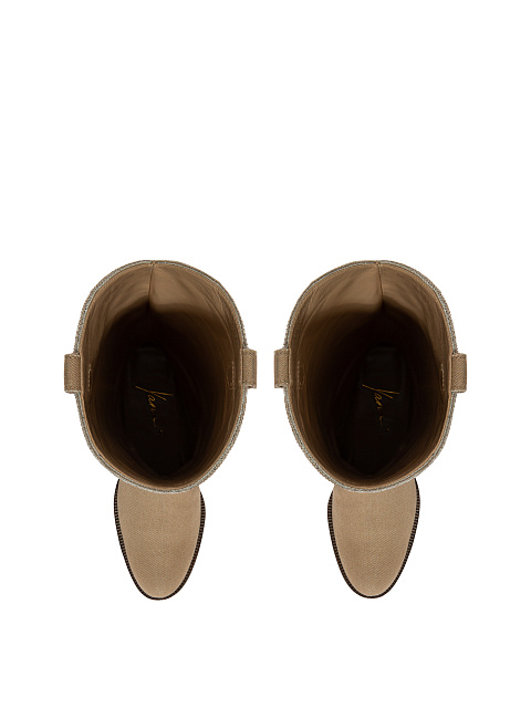 Beige Denim Cowboy Boots, 4 Beige Denim Cowboy Boots, 4