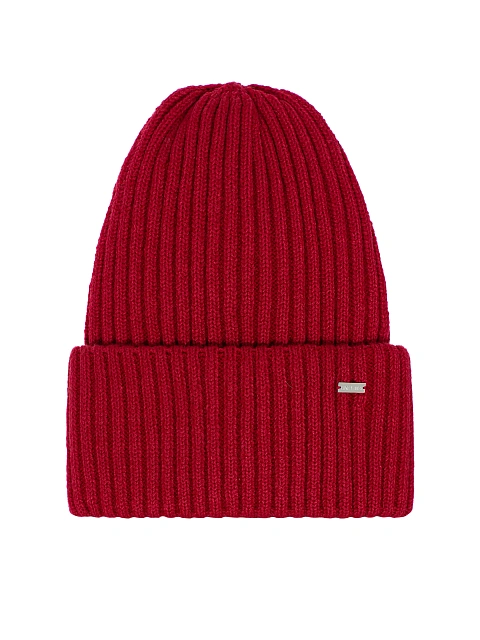Red Ribbed Beanie Hat, 1