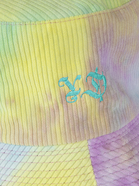 Tie-dye & Blue Embroidery Corduroy Bucket Hat, 3