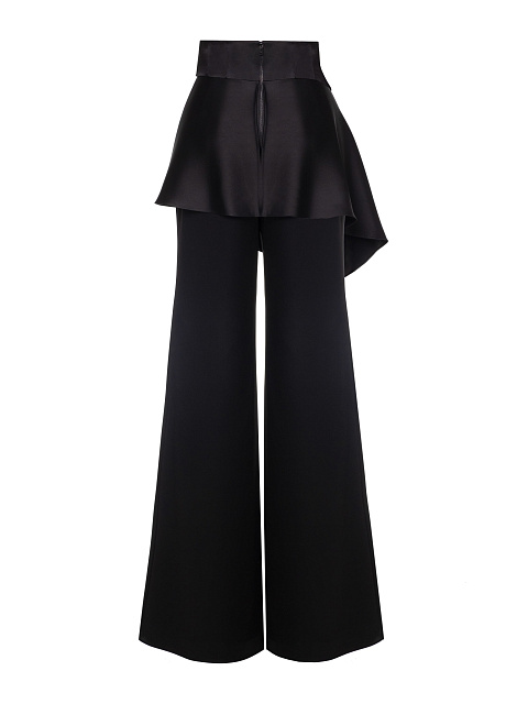 Black Silk Trousers With Asymmetrical Flounce, 6