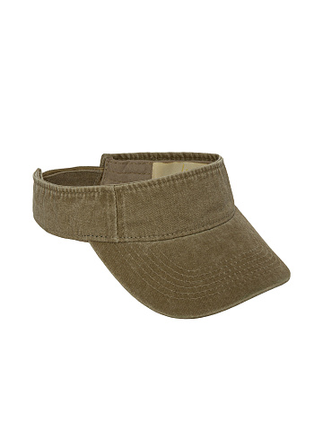 Brown Embroidered Denim Visor, 1