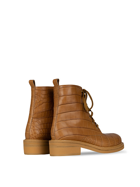 Brown Crocodile Leather Boots, 3