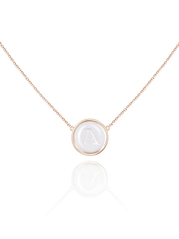 Necklace with a letter A pendant in rose gold with rock crystal, 1