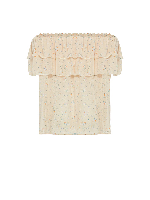 Beige Chiffon Off Shoulder Top, 3