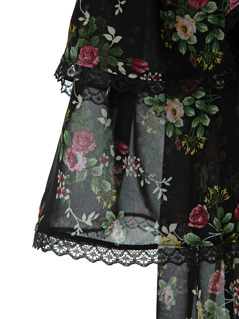 Black Floral Chiffon Off Shoulder Top, 3