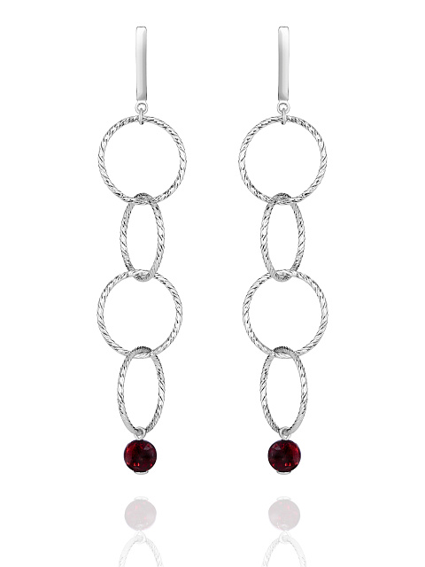 Silver & Garnet Bead Earrings, 1
