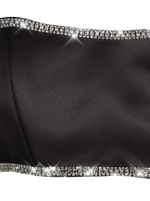 Black Rhinestones Trimmed Satin Top, 4