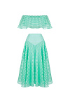 Бирюзовый шифоновый комплект из топа и юбки-миди