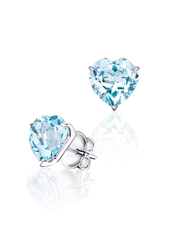 White Gold & Blue Sky Topaz "Heart" Studs, 1