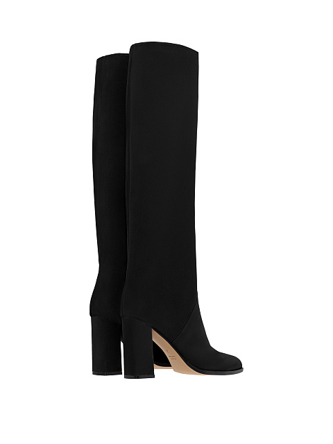 Black Suede Heeled Long Boots, 3