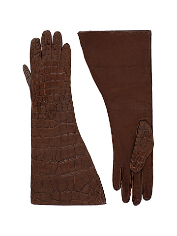 Brown crocodile leather gloves, 2