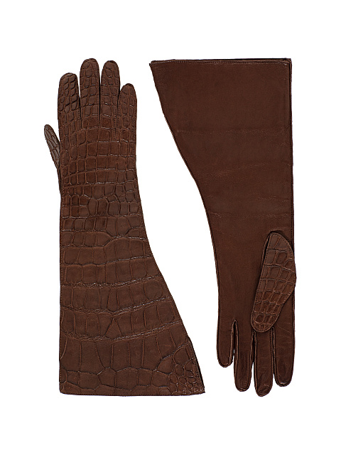 Brown crocodile leather gloves, 2