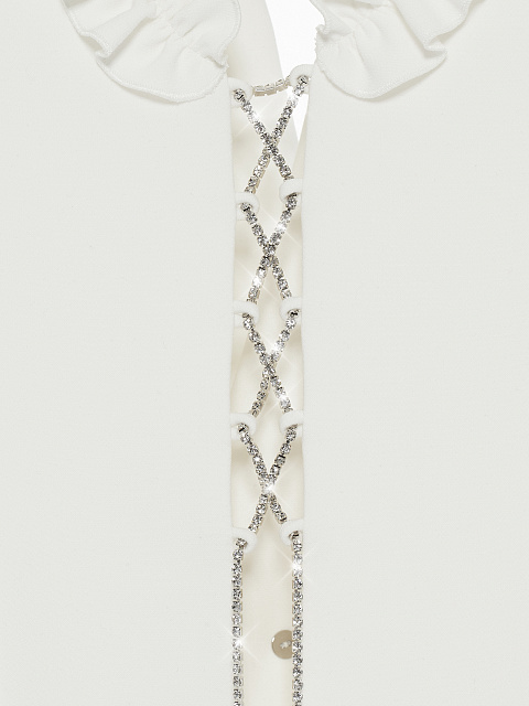 White Cut-out Cotton Pant Suit, 8