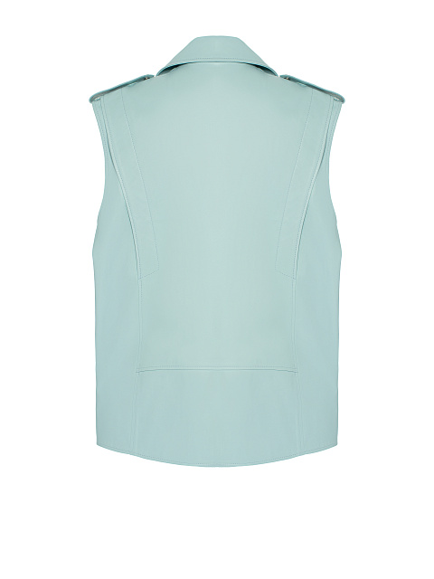 Blue Oversized Leather Vest, 2