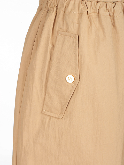 Beige Wide Cotton & Nylon Pants, 3
