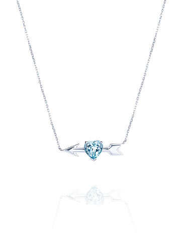Heart Topaz Sky & White Gold Necklace, 1