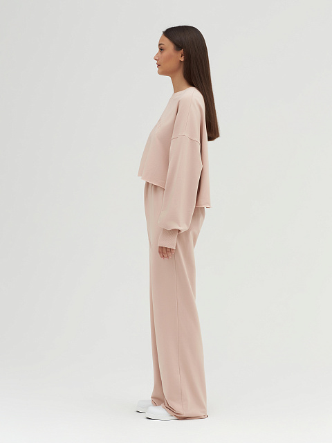 Tonal Embroidery Bad Girls Club Light Beige Jersey Set, 6