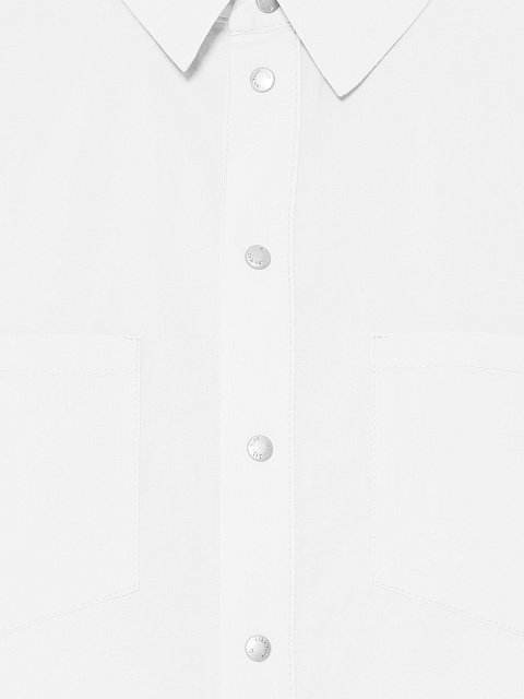 White Cotton Cropped Shirt, 4