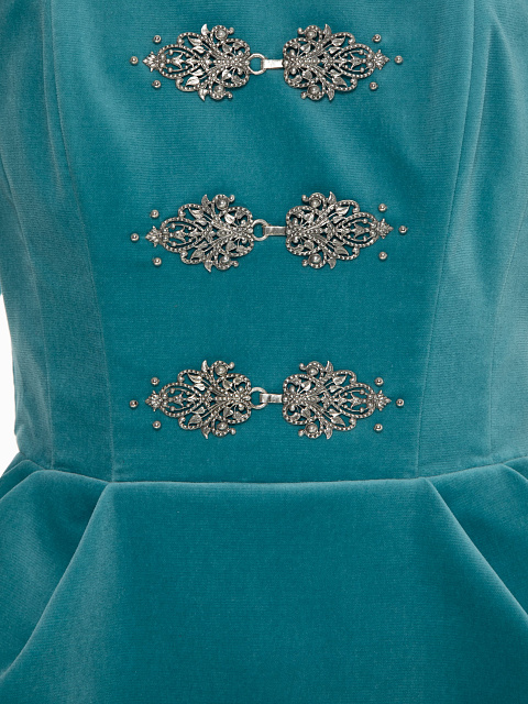 Turquoise Off-shoulder Velvet Mini Dress, 3 Turquoise Off-shoulder Velvet Mini Dress, 3