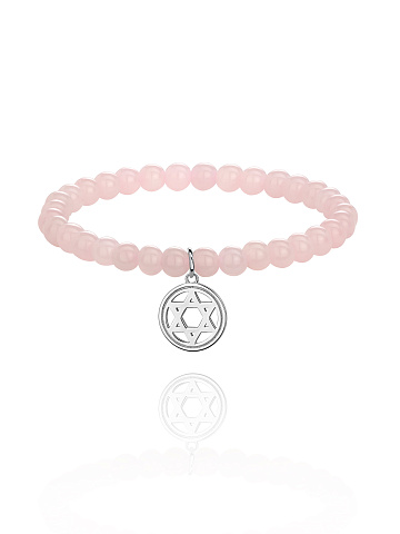 Silver & Rose Quartz Beaded Bracelet, 1