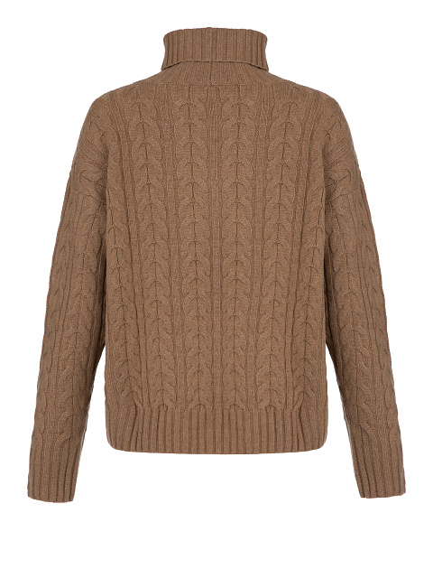 Brown Cashmere Cable Knit Sweater, 2