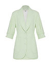 Костюм двойка из твида светло-зеленого цвета, жакет, воротник-шаль, накладные карманы, юбка мини